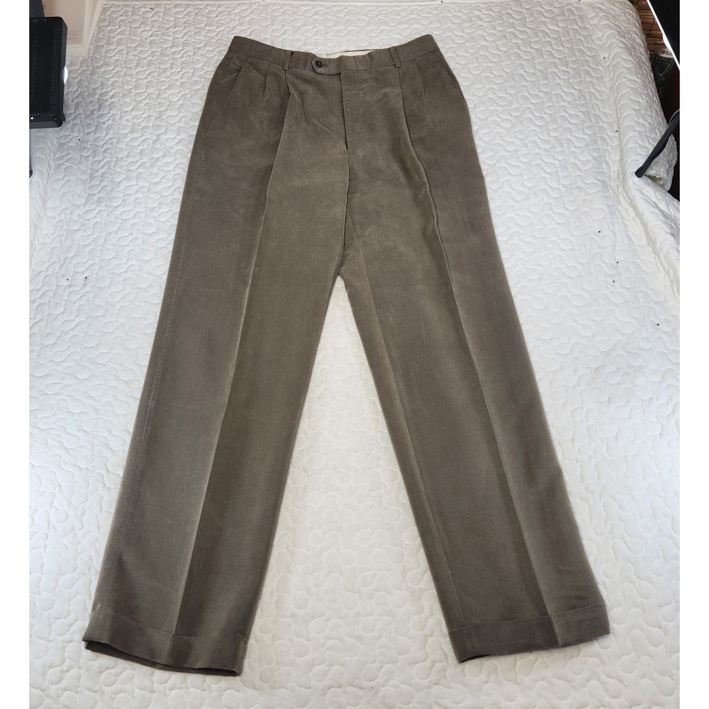 Vtg 34 PLEATED MEN TROUSERS Neutral ZOOT SUIT Cuffed Pants Academia Heritage M